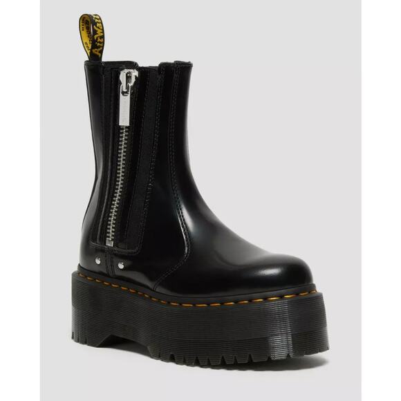 Dr. Martens 2976 Max Leather Platform Chelsea Boot Black Buttero Womens Sz 9 New - Picture 1 of 9